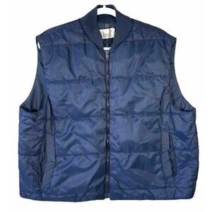 Vintage Peak 1 Mens Large Lightweight Puffer Vest Short Navy Blue Made in USA